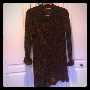 Knitted Coat with Velvet Buttons